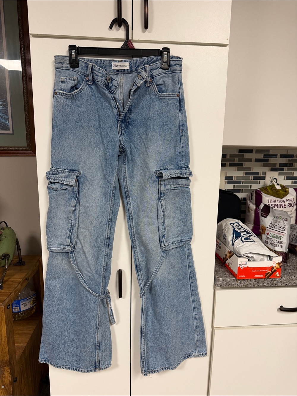 Zara Light Wash Cargo Jeans